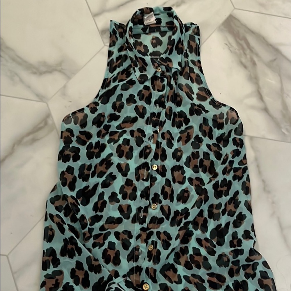 Toska Turquoise Leopard Print Top